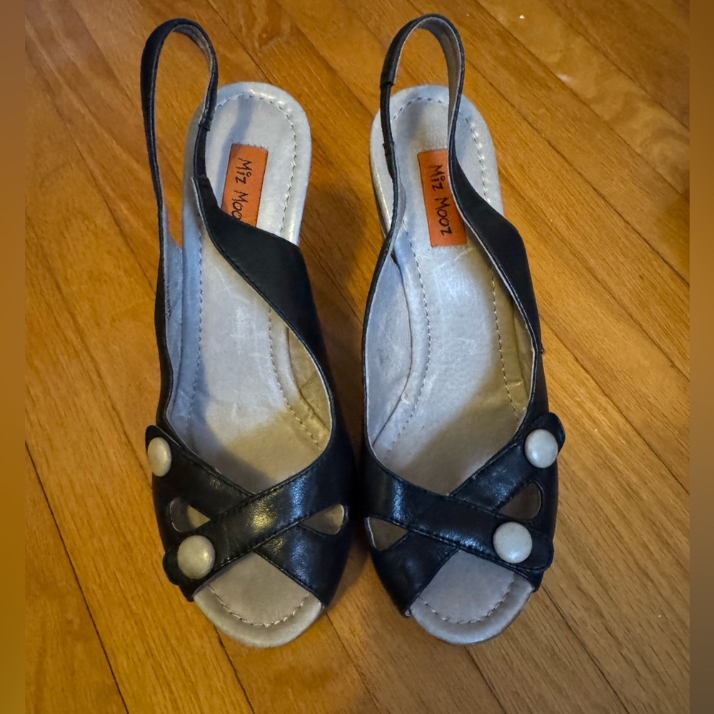Miz Mooz Black and White Slingback Sandals